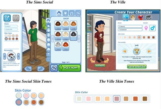 Przygotowana przez Electronic Arts grafika pokazująca identyczne odcienie skóry w menu konfiguracji postaci. - 2014-02-06