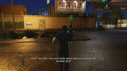 Gdy zapadnie zmrok, idź kawałek za swoim towarzyszem, a następnie udaj się na poszukiwania narzędzia do rozcinania blachy - Dockyard Heist | Opis przejścia Sleeping Dogs - Sleeping Dogs - poradnik do gry