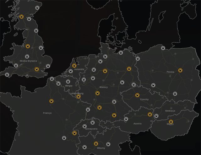 Mapa Dealerzy ciężarówek Euro Truck Simulator 2