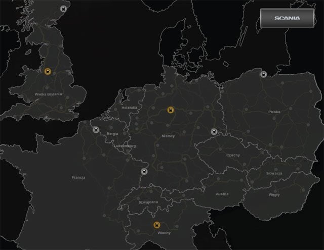 Renault, Scania, Volvo mapy Dealerzy ciężarówek Euro