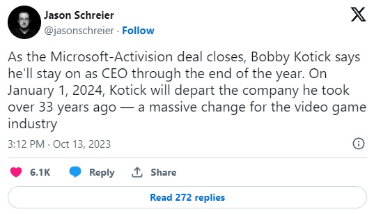 Bobby Kotick rezygnuje z funkcji prezesa Activision Blizzard, to jego ostatnie miesiące na stanowisku - ilustracja #2