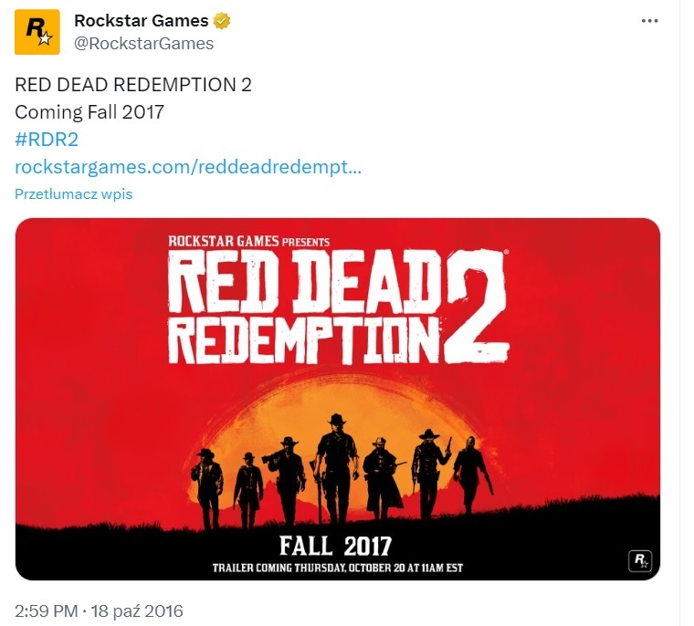 7 lat temu Rockstar zapowiedział Red Dead Redemption 2, najbardziej bolał brak wersji PC [Aktualizacja: 5. rocznica premiery] - ilustracja #1