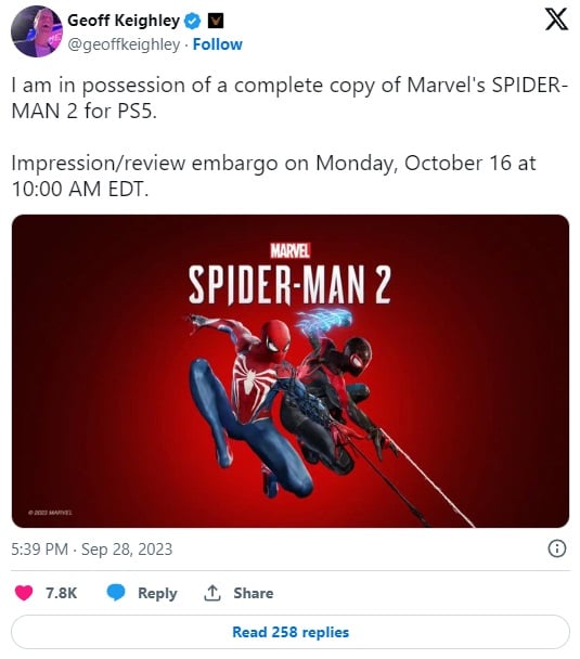 Oto kiedy pojawią się recenzje Spider-Mana 2 na PS5 - ilustracja #1