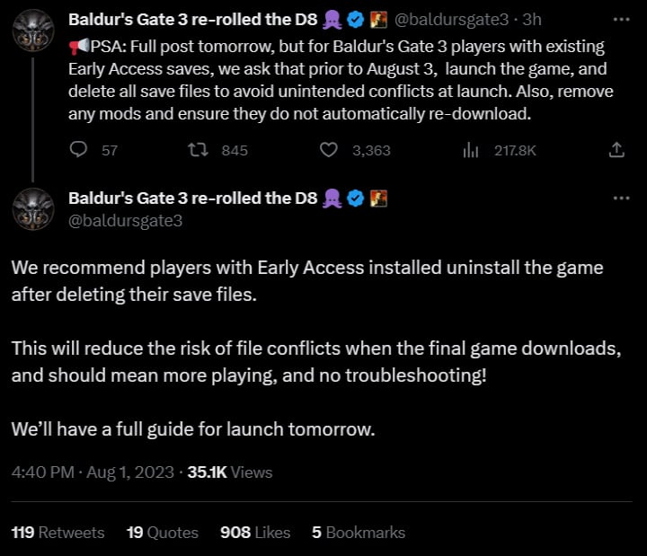 Grasz w Baldurs Gate 3 w Early Access? Lepiej usuń swoje zapisy przed premierą - ilustracja #1