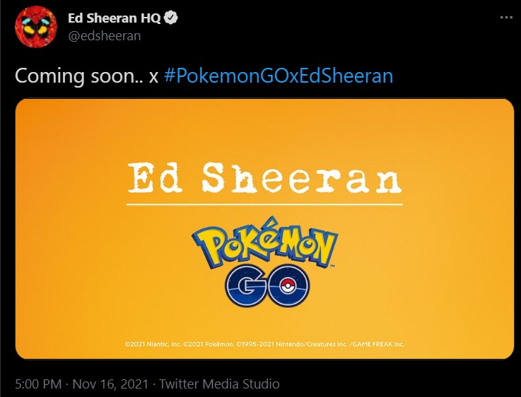 Ed Sheeran w Pokemon GO; artysta zapowiada wydarzenie w grze [aktualizacja] - ilustracja #1
