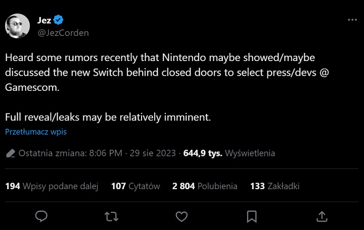 Zapowiedź Nintendo Switch 2 może być blisko; plotki o zamkniętym pokazie konsoli - ilustracja #1