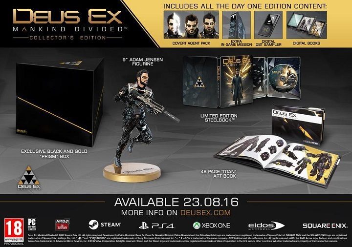 Edycja kolekcjonerska gry Deus Ex: Rozłam Ludzkości. - Square Enix przypomina nowym zwiastunem o grze Deus Ex: Rozłam Ludzkości - wiadomość - 2016-04-28
