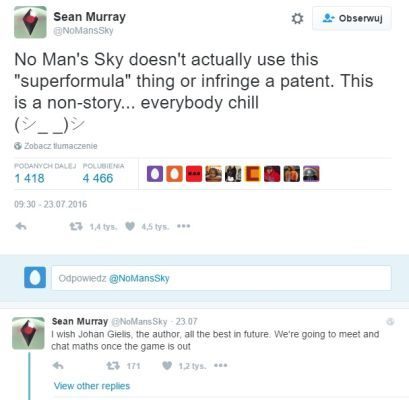 Post Seana Murraya dotyczący ostatnich oskarżeń. Źródło: Twitter.com.