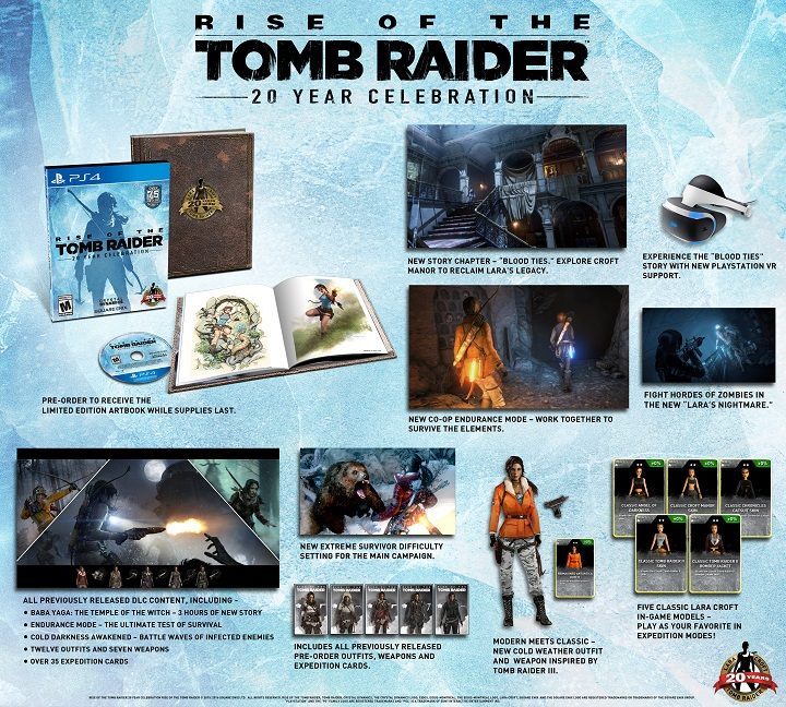 Zawartość gry Rise of the Tomb Raider: 20 Year Celebration. - Rise of the Tomb Raider ukaże się na PlayStation 4 w październiku? [News zaktualizowany] - wiadomość - 2016-07-19