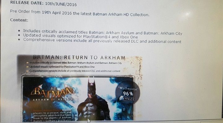 Batman Arkham HD Collection / Źródło: Eurogamer. - Batman Arkham HD Collection - nadciąga kolejna składanka na PS4 / XOne - wiadomość - 2016-04-19