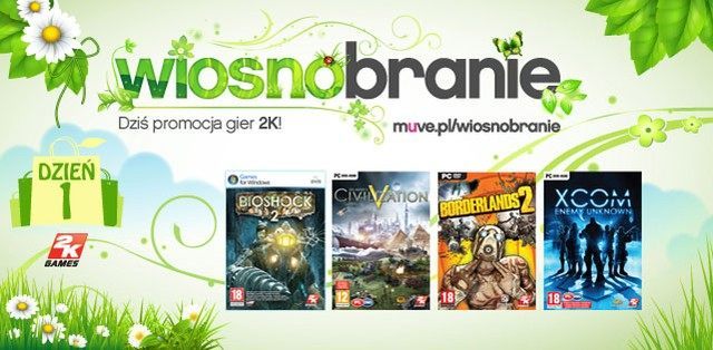 Pierwszy dzień promocji objął gry firmy 2K Games. - Ruszyła promocja Wiosnobranie na Muve.pl - duże przeceny gier 2K Games - wiadomość - 2013-04-09