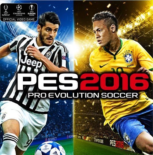 Projekt okładki gry Pro Evolution Soccer 2016.