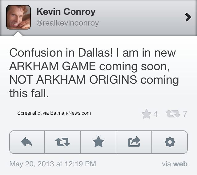 Usunięty wpis Kevina Conroya na Twitterze (źródło:Batman-News.com) - Batman: Arkham Origins bez udziału Kevina Conroya. Rocksteady pracuje nad nową odsłoną serii? - wiadomość - 2013-05-21