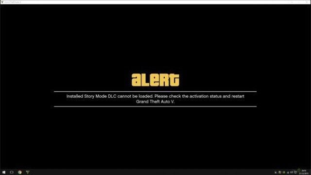 Zrzut ekranu z komunikatem informującym, że fabularne DLC nie może zostać wczytane. - Grand Theft Auto V doczeka się fabularnych DLC? - wiadomość - 2015-12-29