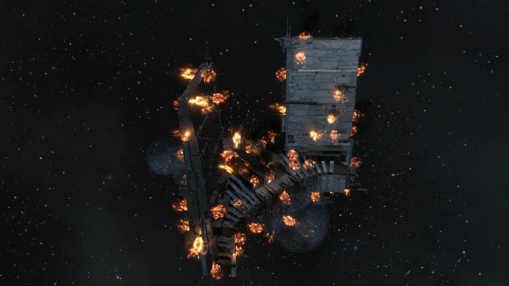 Keepstar na sekundy przed ostatecznym wybuchem. - Ponad 5700 graczy Eve Online zniszczyło największą strukturę w kosmosie  - wiadomość - 2016-12-13
