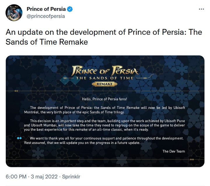 Prince of Persia: Sands of Time Remake zmienia dewelopera - ilustracja #1