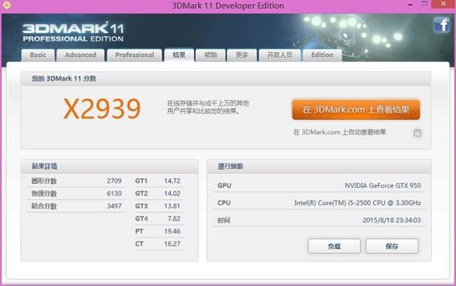 GeForce GTX 950 w teście 3DMark 11 / Źródło: WCCFTech. - Nvidia GeForce GTX 950 - pojawiła się specyfikacja i pierwsze testy nowej karty - wiadomość - 2015-08-19