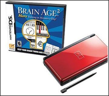 Czarno-czerwona wersja NDS w zestawie z grą Brain Age 2 dla Amerykanów  - ilustracja #1