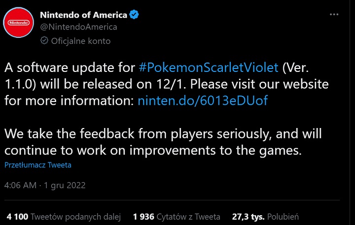 Nintendo przeprasza za stan nowych Pokemonów i obiecuje poprawki - ilustracja #1