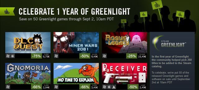 Greenlight świętuje urodziny obniżką cen 50 gier. - Greenlight świętuje urodziny – 50 gier przecenionych na Steamie - wiadomość - 2013-08-30