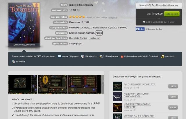 Wreszcie w kultowe cRPG-i zakupione na GOG.com można zagrać w pełnej polskiej wersji językowej - Wybrane gry RPG na GOG.com otrzymały kultowe polskie lokalizacje - wiadomość - 2014-04-18