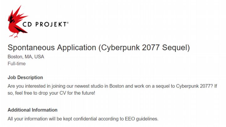 Prace nad kontynuacją Cyberpunk 2077 idą zgodnie z planem, CD Projekt szuka specjalistów - ilustracja #1