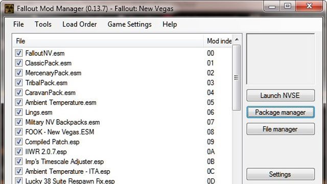 Fallout: New Vegas mod Fallout Mod Manager (FOMM) v.0.13.21