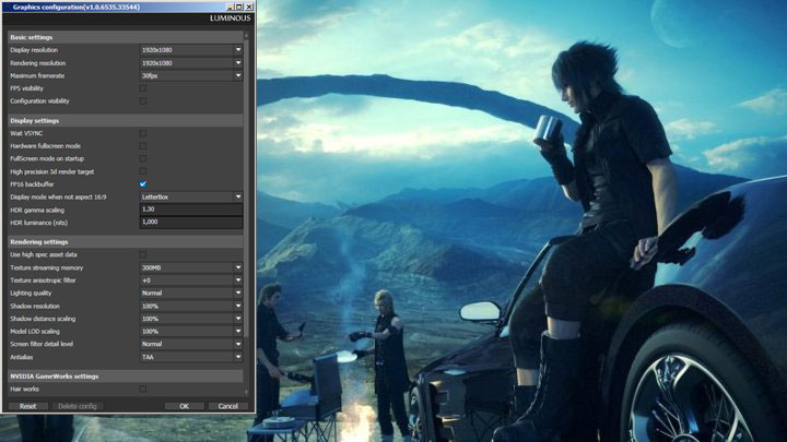 Final Fantasy XV: Wndows Edition mod Luminous Engine Graphics Configuration Tool v.10653533544