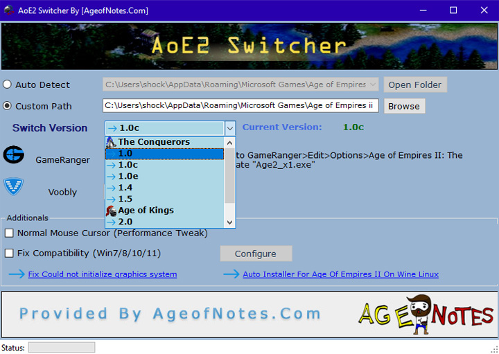 Age of Empires II: The Age of Kings mod AoE2 Switcher for Age of Empires II v.1