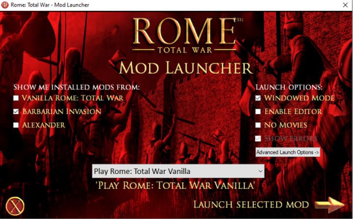 Rome: Total War mod Rome: Total War Mod Launcher v.1.1