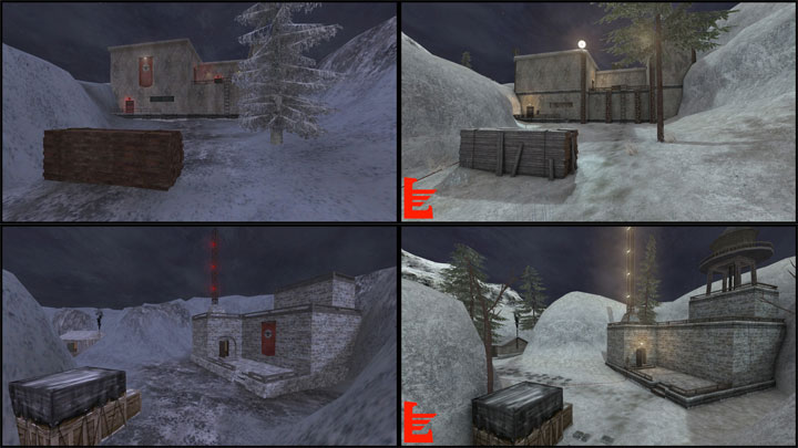Po lewej stronie stara wersja mapy do Enemy Territory, po prawej ulepszona wersja z tego moda. - 2021-07-05