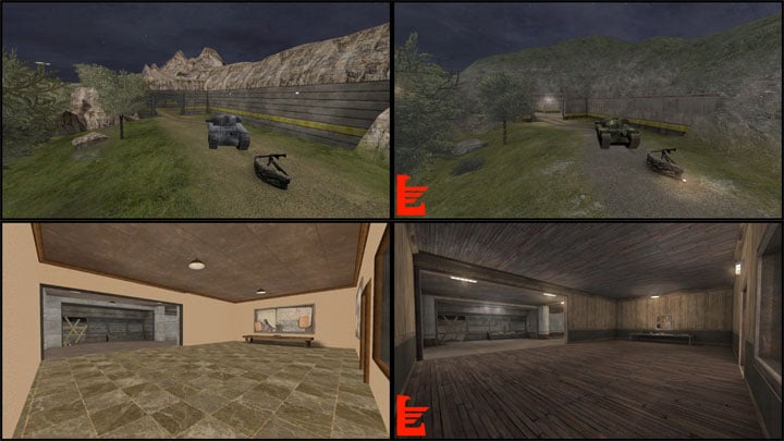 Po lewej stronie stara wersja mapy do Enemy Territory, po prawej ulepszona wersja z tego moda. - 2021-07-06
