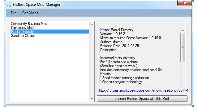 Endless Space mod Mod Manager v.2.1