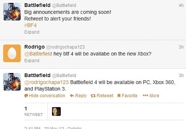 Co takiego chce ujawnić studio EA DICE? - Battlefield 4, FIFA 14, Forza Motorsport 5, Call of Duty: Ghosts - jakie gry zostaną zapowiedziane na nowego Xboksa? - wiadomość - 2013-05-21