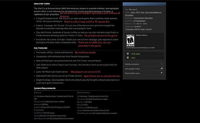 Zrzut ekranu z usługi Steam, wykonany przez jednego z użytkowników serwisu Reddit - Twórcy War Z celowo wprowadzają klientów w błąd? - wiadomość - 2012-12-19