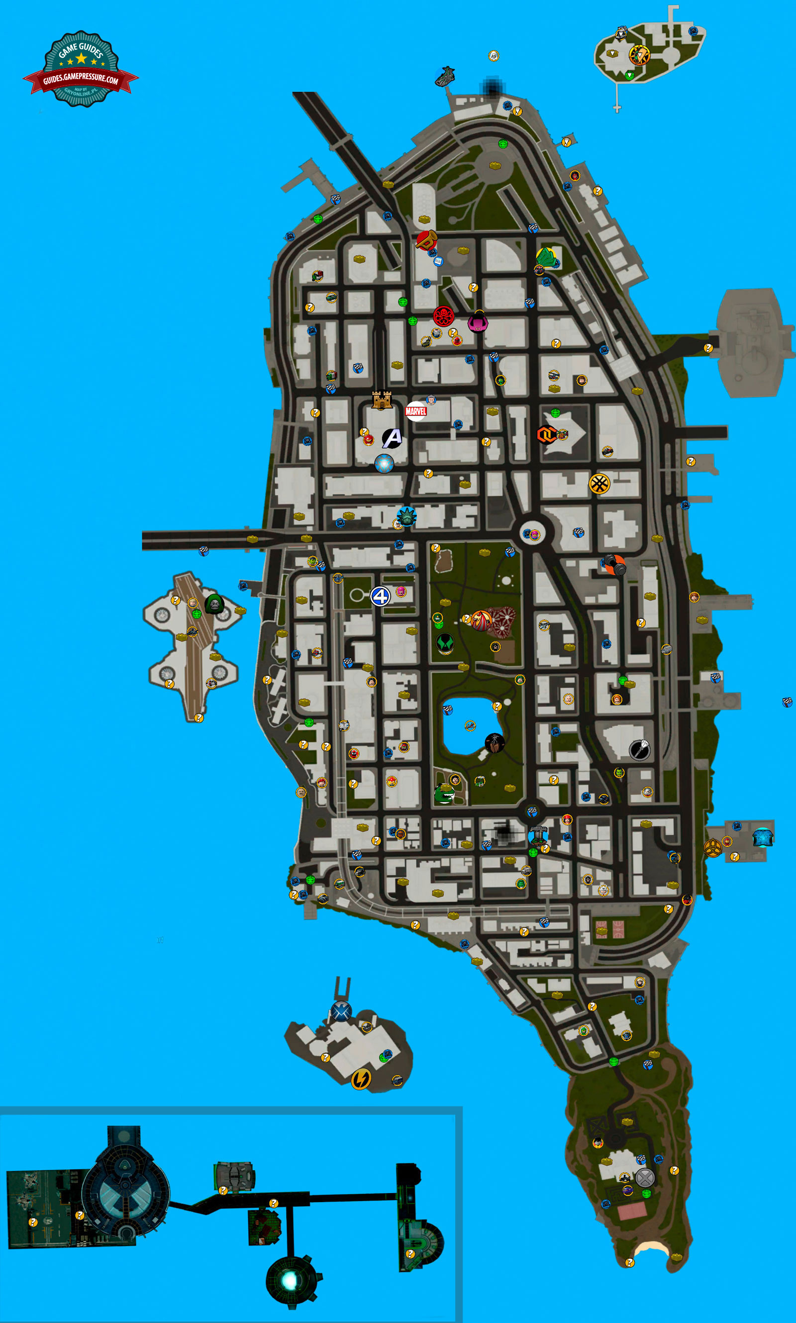 Important Locations - Maps - LEGO Marvel Super Heroes - Game Guide and 
