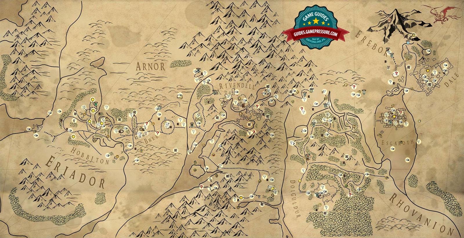 Middle Earth Important locations Walkthrough, Collectibles, Maps