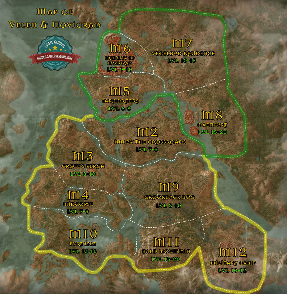 Map of Novigrad, Oxenfurt and surroundings - Novigrad, Oxenfurt and