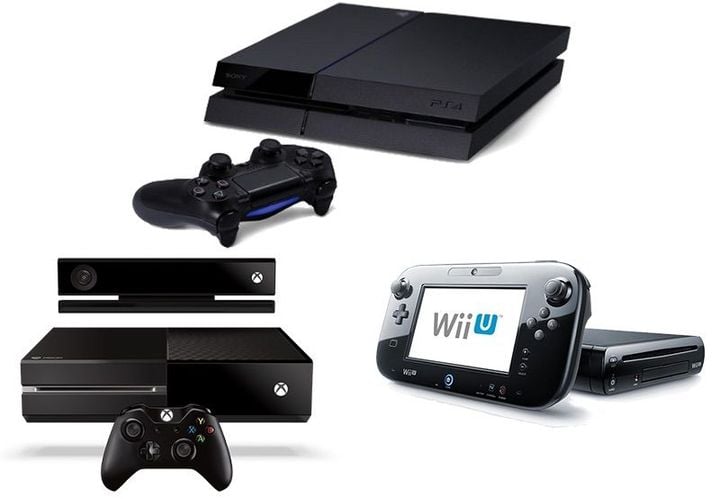 Konsole ósmej generacji. Od lewej: Xbox One, PlayStation 4, Wii U. - 2016-11-28