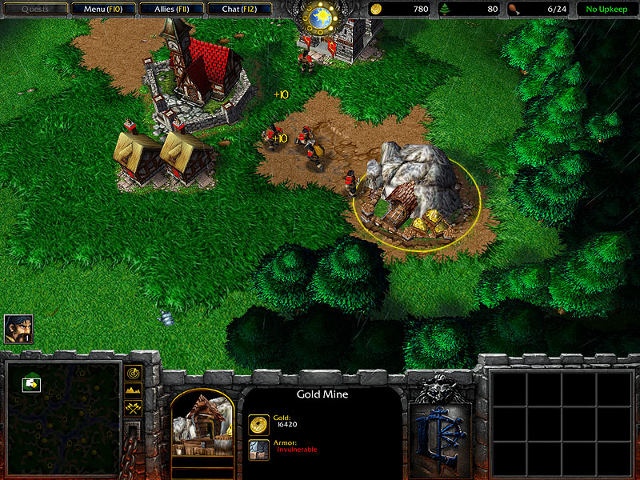 Górnicy wydobywający złoto z kopalni w grze Warcraft III: Reign of Chaos (2001). - 2012-12-17