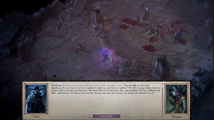 Nie wszystkie dialogi Wenduagi są zdubbingowane, ale kiedy już są, okazują się miodem dla uszu! Źródło: Pathfinder: Wrath of the Righteous, Owlcat Games, 2021. - Hipnotyzowała miliony graczy w Baldur’s Gate 3, ale nie tylko... Gdzie jeszcze można usłyszeć uwielbianą narratorkę? - dokument - 2025-10-13