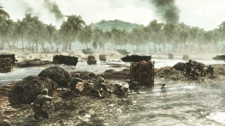 Call of Duty: World at War trochę zbyt dramatycznie pokazuje samo lądowanie na wyspie. - Commandos na serio – spektakularne akcje specjalne II wojny światowej - dokument - 2020-01-23