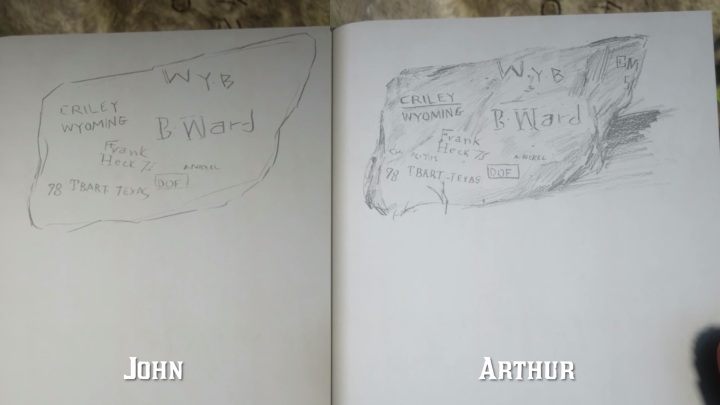 Arthur miał zdecydowanie większy talent rysowniczy. Screen pochodzi z youtubowego kanału o Knightz o. - Niesamowite detale Red Dead Redemption 2 – gra dopracowana jak żadna inna - dokument - 2019-10-31
