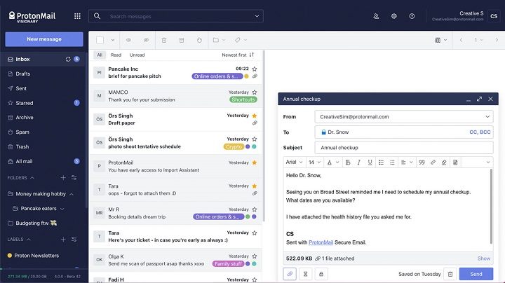 Nawet bardzo podstawowe opcje personalizacji są tu dostępne dopiero w płatnej wersji. - Najlepsza darmowa poczta e-mail 2021 - dokument - 2021-12-08