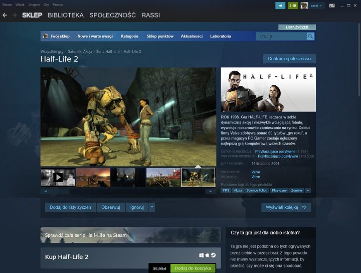 Steam był rewolucją i nie można z tym dyskutować. Half-Life 2 to pierwsza gra, która była oferowana cyfrowo na serwisie i wymagała do działania klienta – nawet gdy kupiło się wersję pudełkową. Źródło: Steam - Jak uruchomić stare gry komputerowe na nowym sprzęcie? - dokument - 2022-10-12