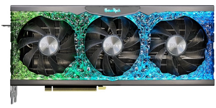 Karta graficzna Palit GeForce RTX 3080 GameRock 10GB GDDR6X. Źródło: Palit - Ranking kart graficznych Nvidia GeForce i AMD Radeon. Czerwiec 2022 - dokument - 2022-06-09