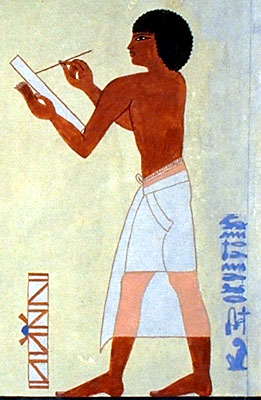 W starożytnym Egipcie tylko mężczyźni mogli uprawiać zawód skryby. Ścieżka nauki trwała przynajmniej 12 lat – tak w sam raz, żeby nauczyć się ponad siedmiu setek hieroglifów.
