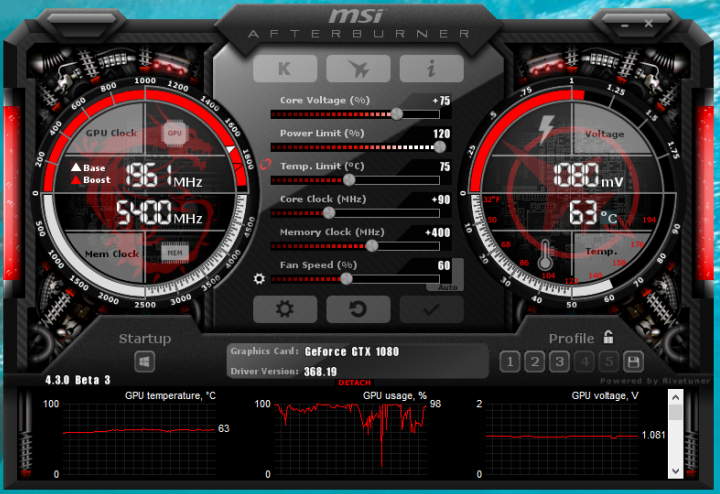 Wygląda krzykliwie, ale MSI Afterburner to funkcjonalne narzędzie do monitorowania stanu karty graficznej. - 1000 złotych oszczędności na karcie graficznej? Tak, ale trzeba uważać - dokument - 2021-07-16