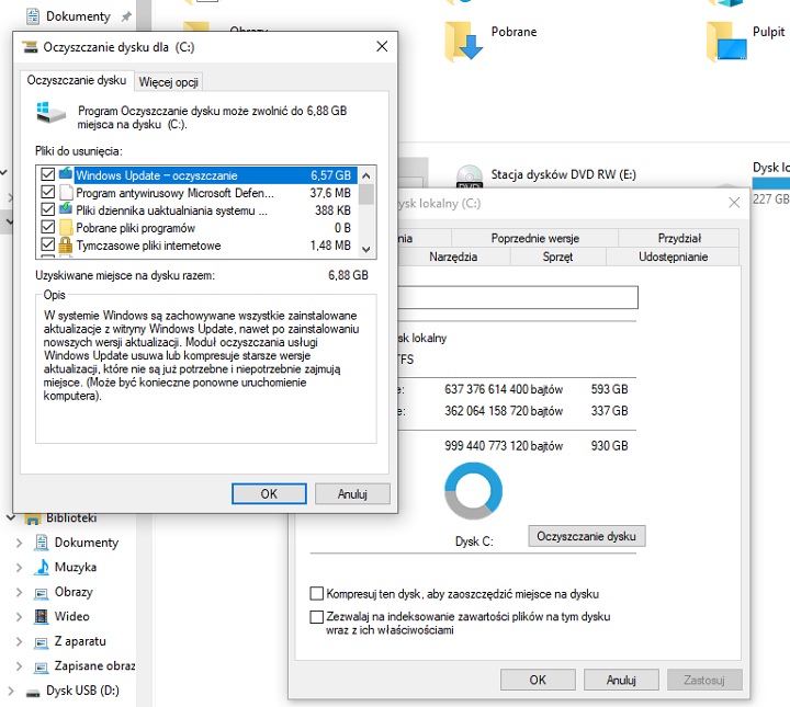 Oczyszczanie dysku pozwoliło mi pozbyć się blisko 7 GB danych. Wystarczy na zainstalowanie niejednego indyka i/lub klasyka sprzed lat. - Oczyszczanie dysku - poradnik - dokument - 2021-09-13