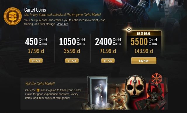 Ceny Cartel Coins dostępne poprzez stronę swtor.com - 2012-11-23